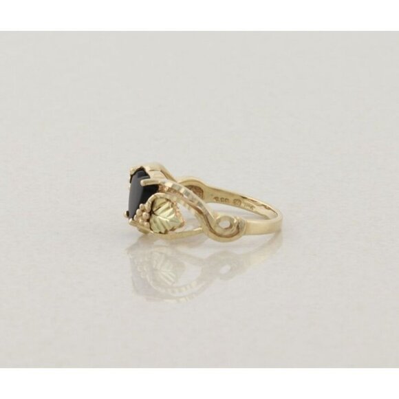 10k Yellow Gold Black Onyx Heart Black Hills Gold Ring Size 7 1/2 - Picture 7 of 7